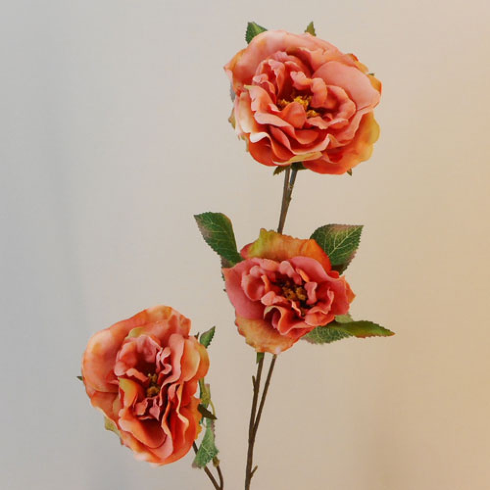 Artificial Roses Spray Apricot Floribunda 80cm Artificial Flowers